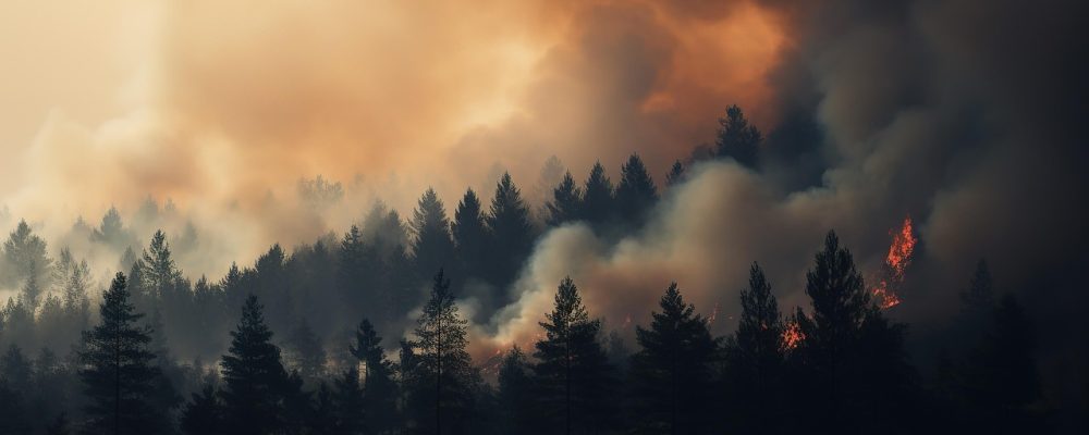 forest, fire, burning forest, clouds of smoke, fire in the forest, nature, landscape